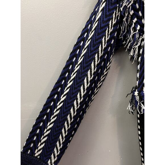 Anna Cai Knit Sweater Womens Small Black Blue Tassel Deep V Pullover Western - Picture 7 of 8